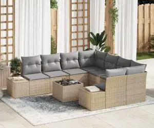 Set de canapea de grădină cu perne Bej Ratan