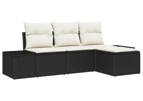 Set de canapea de grădină cu perne Negru Ratan Poli - 2/5