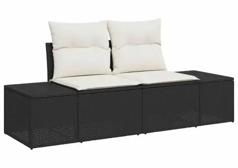 Set de canapea de grădină cu perne Negru Ratan Poli - 4/5