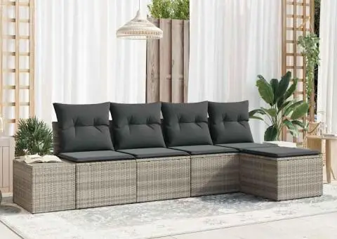 Set canapele grădină cu perne gri deschis din ratan poli - 1/5