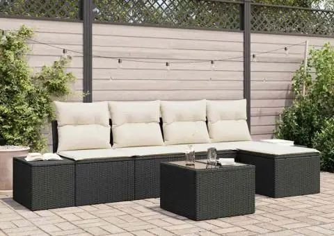 Set de Canapea de Grădină cu Pernuțe Brown Rattan Polimeric - 1/5