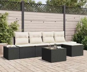 vidaXL Set de Canapea de Grădină cu Pernuțe Brown Rattan Polimeric