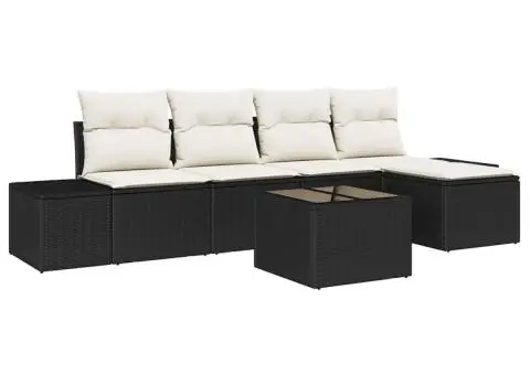 Set de Canapea de Grădină cu Pernuțe Brown Rattan Polimeric - 2/5