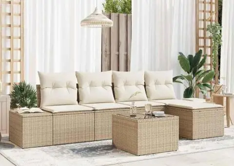 Set de canapea de grădină cu perne Brown Poly Rattan - 1/5
