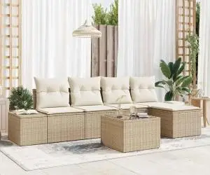 vidaXL Set de canapea de grădină cu perne Brown Poly Rattan
