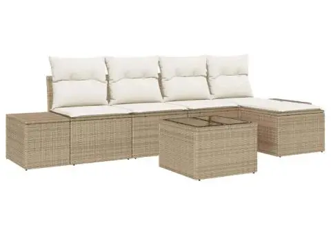 Set de canapea de grădină cu perne Brown Poly Rattan - 2/5