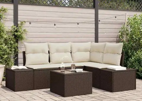 Set canapea grădină cu 4 piese și perne gri Poli Ratan - 1/5