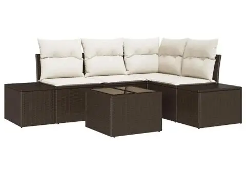 Set canapea grădină cu 4 piese și perne gri Poli Ratan - 2/5