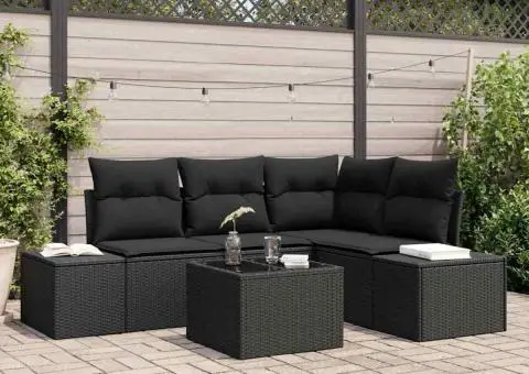 Set canapea de grădină cu perne bej din poliratan - 1/5