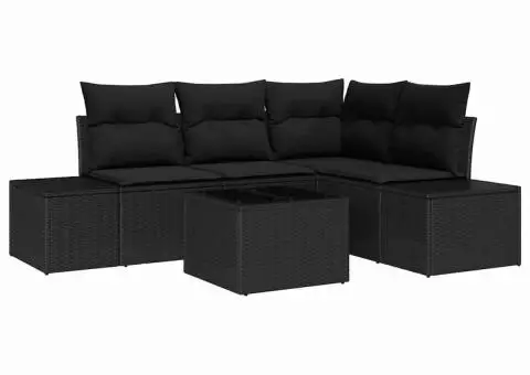 Set canapea de grădină cu perne bej din poliratan - 2/5