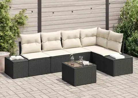 Set de canapea de grădină 5 piese cu perne maro din poliratan - 1/5