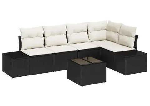 Set de canapea de grădină 5 piese cu perne maro din poliratan - 2/5