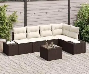 vidaXL Set de Canapea Grădină 5 Piese cu Perne Gri Ratan Poli
