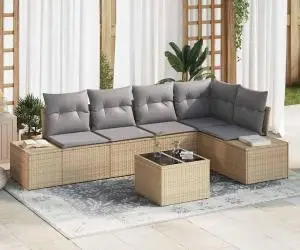 vidaXL Set canapea grădină 6 piese cu perne Ratan negru