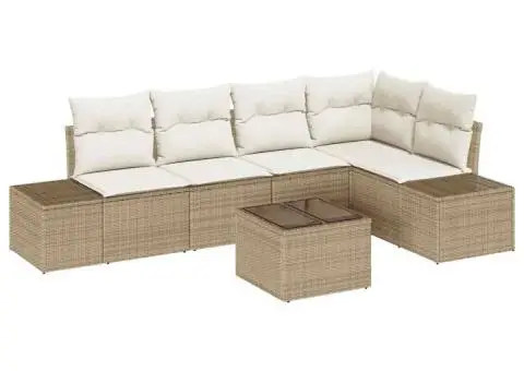 Set canapea de grădină cu 6 piese și perne ratan Poli maro - 2/5