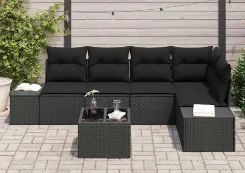 Set de Canapea de Grădină 6 Piese cu Perne Bej din Poliratan - 3/5