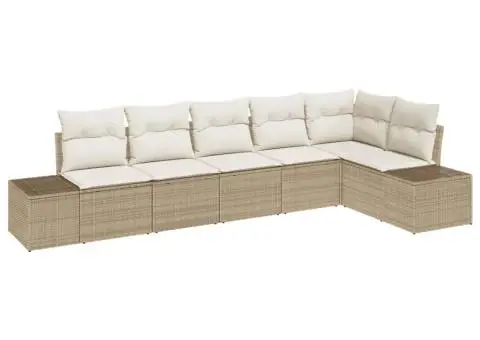 Set de canapea de grădină cu perne Bej din Ratan Poli - 2/5