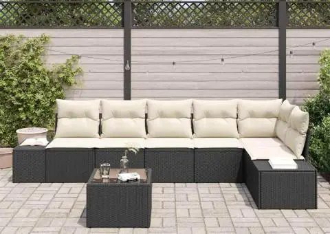 Set de Canapea pentru Grădină cu 6 Piese și Pernuțe din Poliratán Maro - 3/5