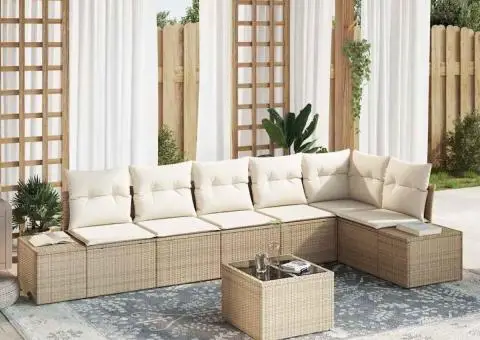 Set canapea de grădină cu perne maro din ratan poli - 1/5