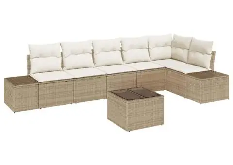 Set canapea de grădină cu perne maro din ratan poli - 2/5