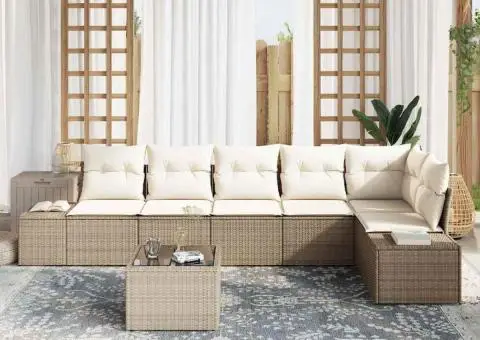 Set canapea de grădină cu perne maro din ratan poli - 3/5