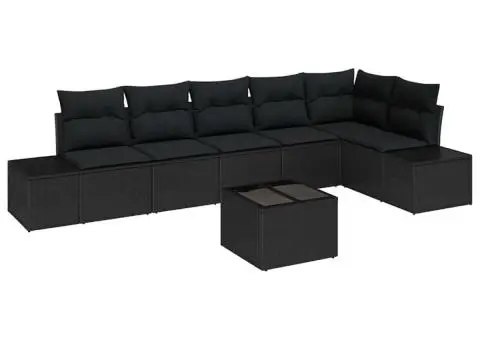 Set de Canapele de Grădină cu Perne Bej din Ratan - 2/5