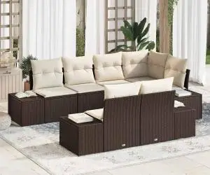 vidaXL Set Canapea Grădină cu Pernă Maro Ratan Poli