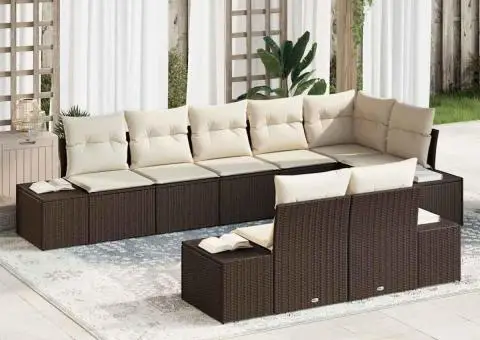 Set canapea de grădină 8 piese cu perne Maro Ratan Polimer - 1/5