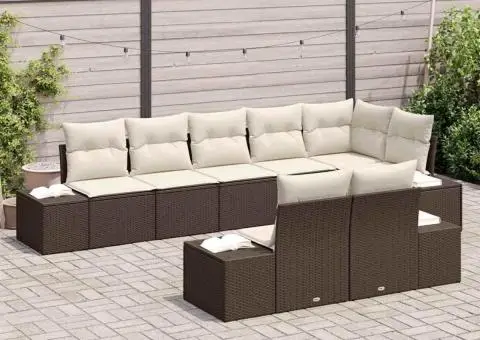 Set canapea de grădină 8 piese cu perne Maro Ratan Polimer - 3/5