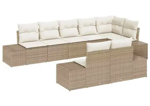 Set canapea grădină cu 8 piese și perne, Bej Ratan Poli - 2/5