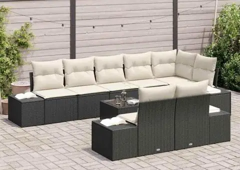 Set de canapele de grădină cu 8 piese și perne din ratan poli - 3/5