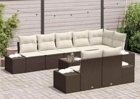 Set Canapea de Grădină cu Perne Gri Ratan Polimer - 2/4