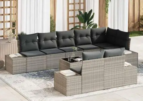 Set de canapea pentru grădină cu perne gri din ratan poli - 1/5