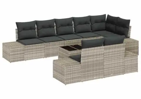 Set de canapea pentru grădină cu perne gri din ratan poli - 2/5