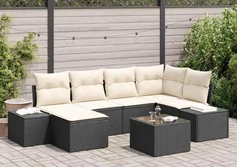 Set de canapea de grădină din 6 piese cu perne maro din poliratan - 1/5