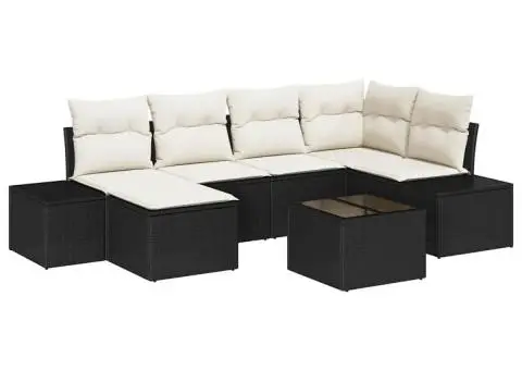 Set de canapea de grădină din 6 piese cu perne maro din poliratan - 2/5