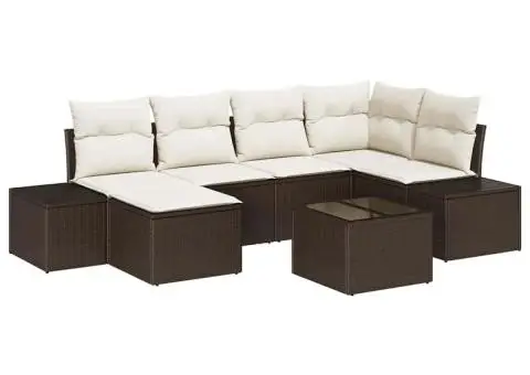 Set de canapea de grădină 6 piese cu perne gri din poliratan - 2/5