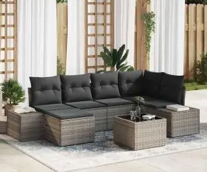 Set de canapea de grădină cu perne 6 piese Ratan Gri