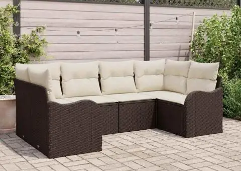 Set de canapea de grădină cu 6 piese și perne Maro Ratan Poli - 1/5