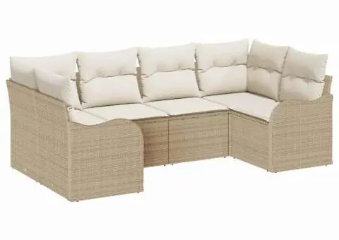 Set canapea grădină cu perne bej din ratan poli - 2/5