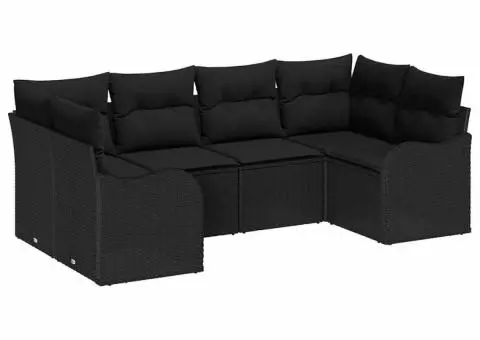 Set de canapea de grădină 6 piese cu perne Negru Ratan Poli - 2/5