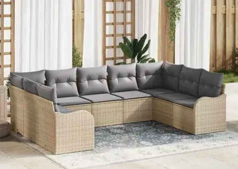 Set de canapea 9 Piese cu perne Bej Ratan Poli - 1/5