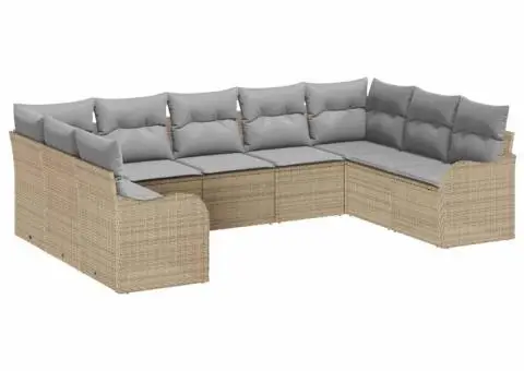 Set de canapea 9 Piese cu perne Bej Ratan Poli - 2/5