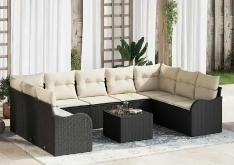 Set de Canapea Modulară cu 9 Piese cu Pernuțe Ratan Culoare Brown - 1/5