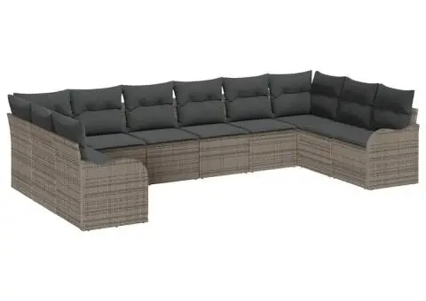 Set de canapea de grădină cu 10 piese și perne gri Poli ratan - 2/5