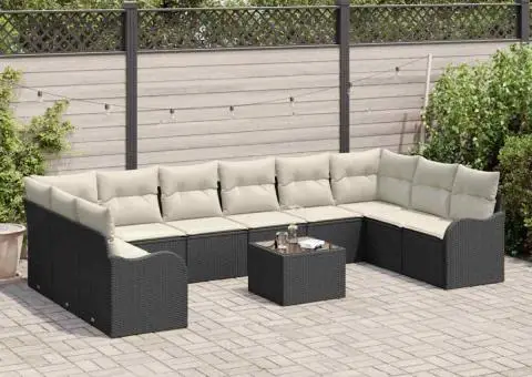 Set de canapea pentru grădină 10 piese cu perne Brown Rattan Polimeric - 3/5
