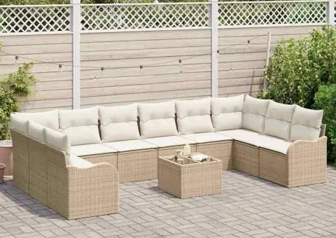 Set de Canapea de Grădină cu 11 piese și perne din Ratan Poli Maro - 3/5