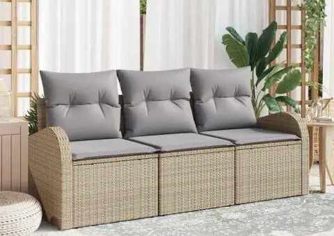 Set de canapele de grădină cu perne Bej din ratan poli - 1/5