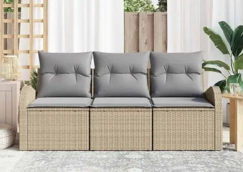 Set de canapele de grădină cu perne Bej din ratan poli - 3/5