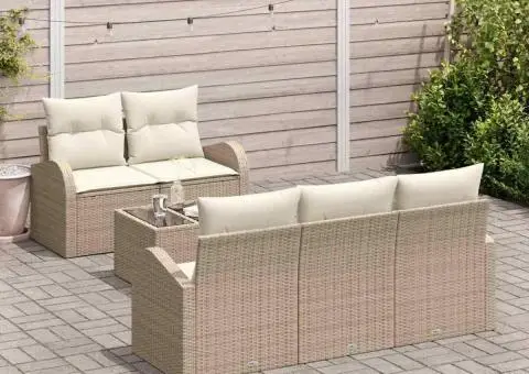 Set canapea grădină 6 piese, cu perne, bej, polirat - 3/5